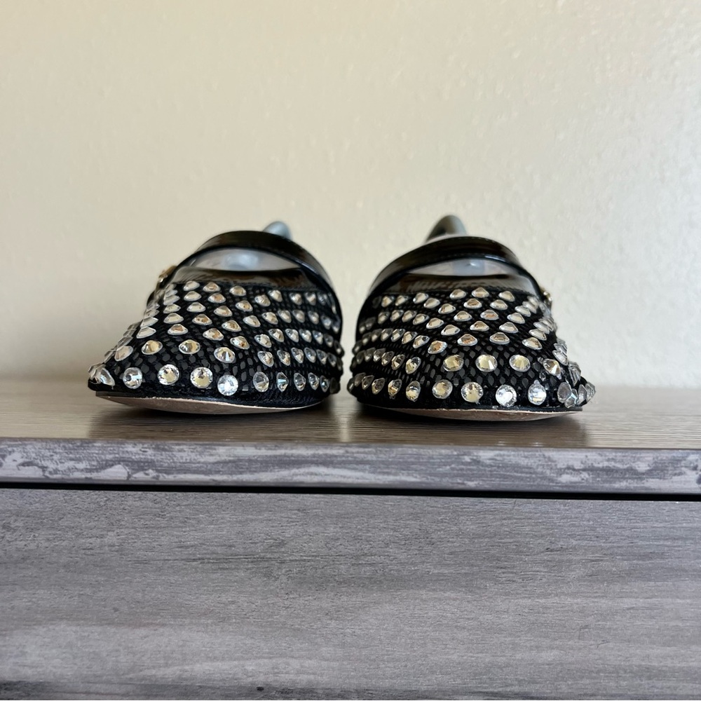 Mesh Rhinestone Ballet Flats Black Women’s Size 10 Trendy Shoes Bling Career - Picture 2 of 10